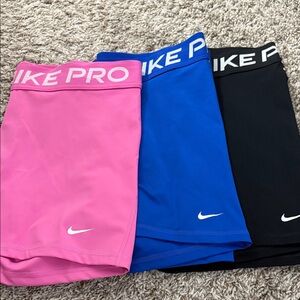 Nike Pro Compression Shorts Trio - Pink, Blue, Black